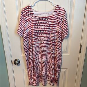 Kim rogers curvey Red and White Striped Star Dress 1X